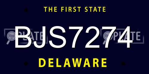 BJS7274 Delaware License Plate