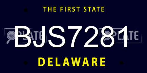 BJS7281 Delaware License Plate