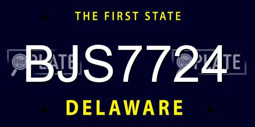 BJS7724 Delaware License Plate