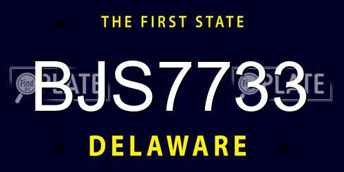 BJS7733 Delaware License Plate