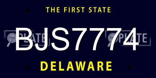 BJS7774 Delaware License Plate