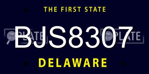 BJS8307 Delaware License Plate