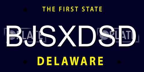 BJSXDSD Delaware License Plate