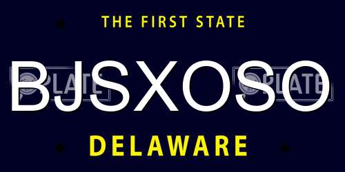BJSXOSO Delaware License Plate