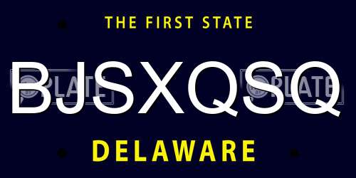 BJSXQSQ Delaware License Plate