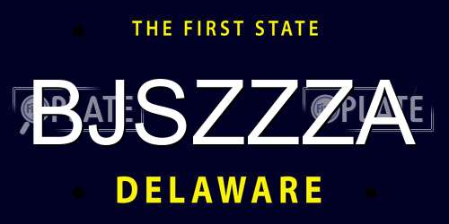 BJSZZZA Delaware License Plate