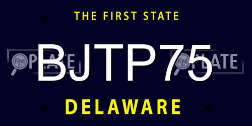 BJTP75 Delaware License Plate
