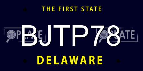 BJTP78 Delaware License Plate