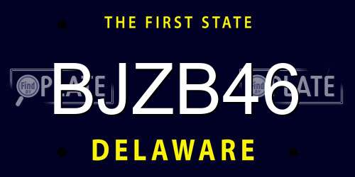 BJZB46 Delaware License Plate