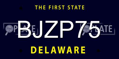 BJZP75 Delaware License Plate