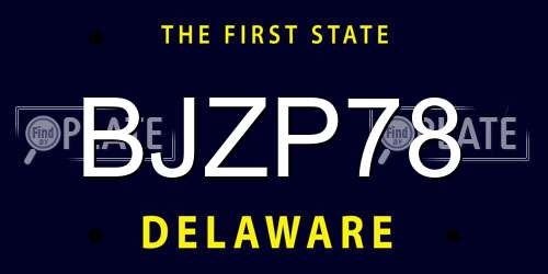 BJZP78 Delaware License Plate