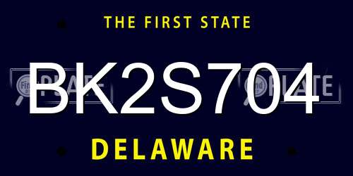 BK2S704 Delaware License Plate