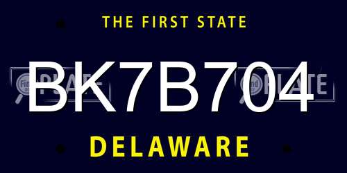 BK7B704 Delaware License Plate