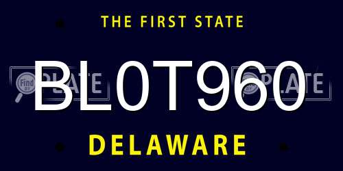 BL0T960 Delaware License Plate