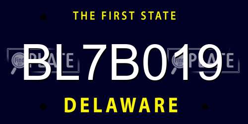 BL7B019 Delaware License Plate