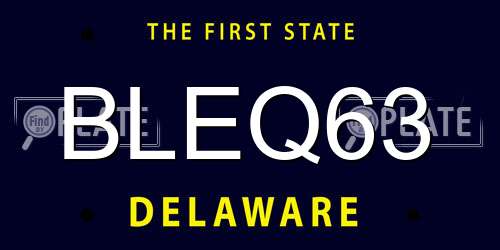 BLEQ63 Delaware License Plate