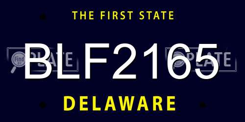 BLF2165 Delaware License Plate