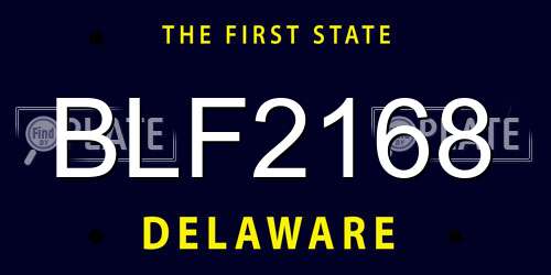 BLF2168 Delaware License Plate