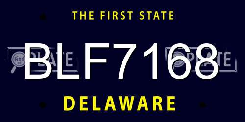 BLF7168 Delaware License Plate