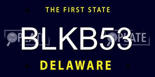 BLKB53 Delaware License Plate