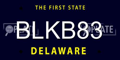 BLKB83 Delaware License Plate