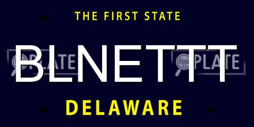 BLNETTT Delaware License Plate
