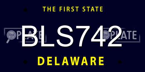 BLS742 Delaware License Plate