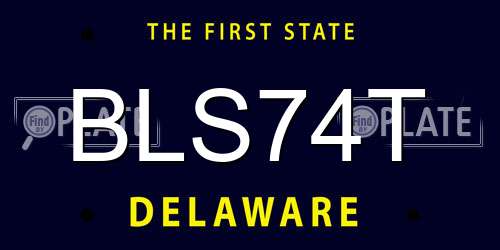 BLS74T Delaware License Plate