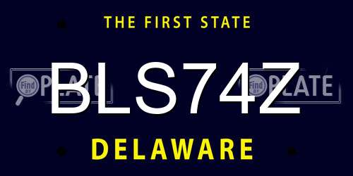 BLS74Z Delaware License Plate