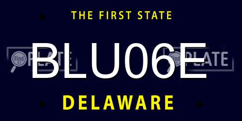 BLU06E Delaware License Plate