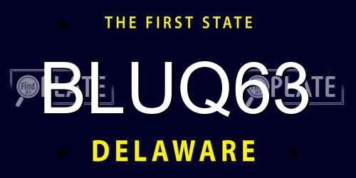 BLUQ63 Delaware License Plate