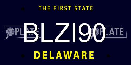 BLZI90 Delaware License Plate