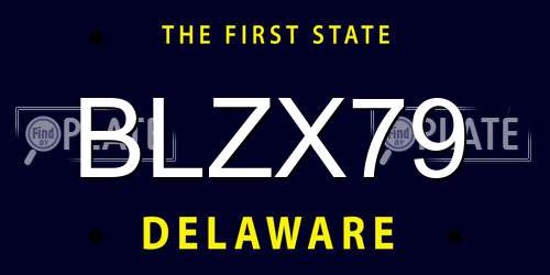 BLZX79 Delaware License Plate