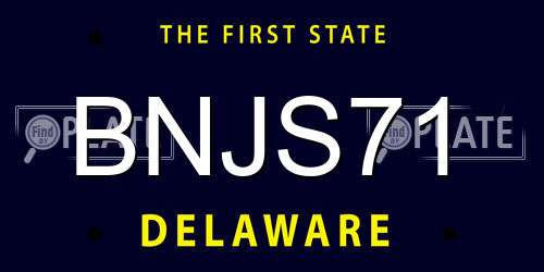 BNJS71 Delaware License Plate