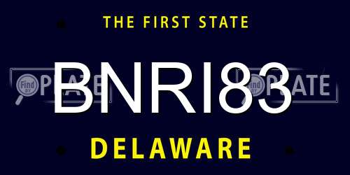 BNRI83 Delaware License Plate