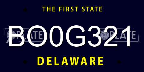 BO0G321 Delaware License Plate