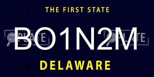 BO1N2M Delaware License Plate