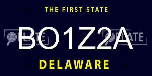 BO1Z2A Delaware License Plate