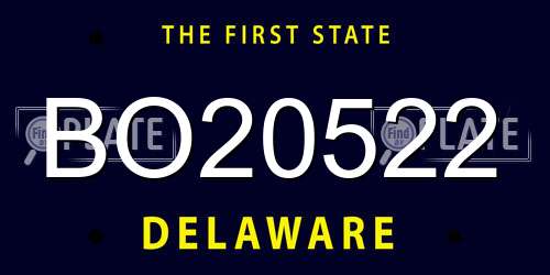 BO20522 Delaware License Plate