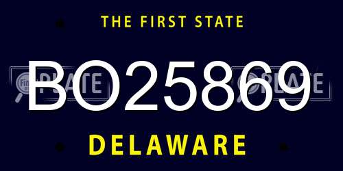 BO25869 Delaware License Plate