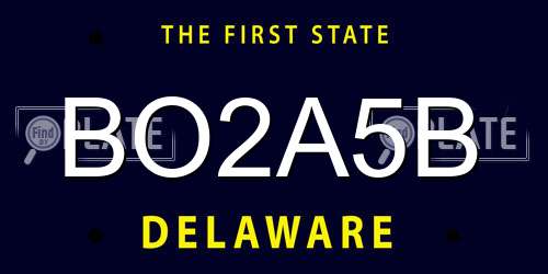 BO2A5B Delaware License Plate