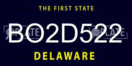BO2D522 Delaware License Plate