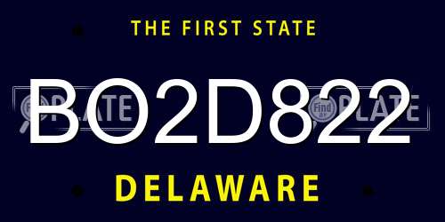 BO2D822 Delaware License Plate