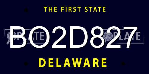 BO2D827 Delaware License Plate