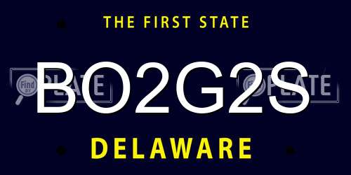 BO2G2S Delaware License Plate
