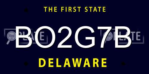 BO2G7B Delaware License Plate
