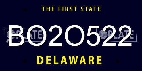 BO2O522 Delaware License Plate