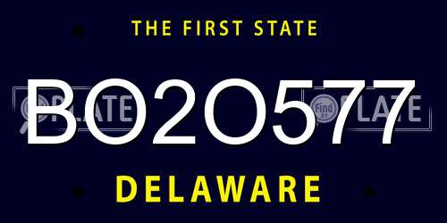 BO2O577 Delaware License Plate