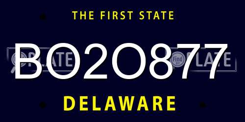 BO2O877 Delaware License Plate