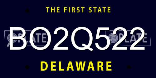 BO2Q522 Delaware License Plate